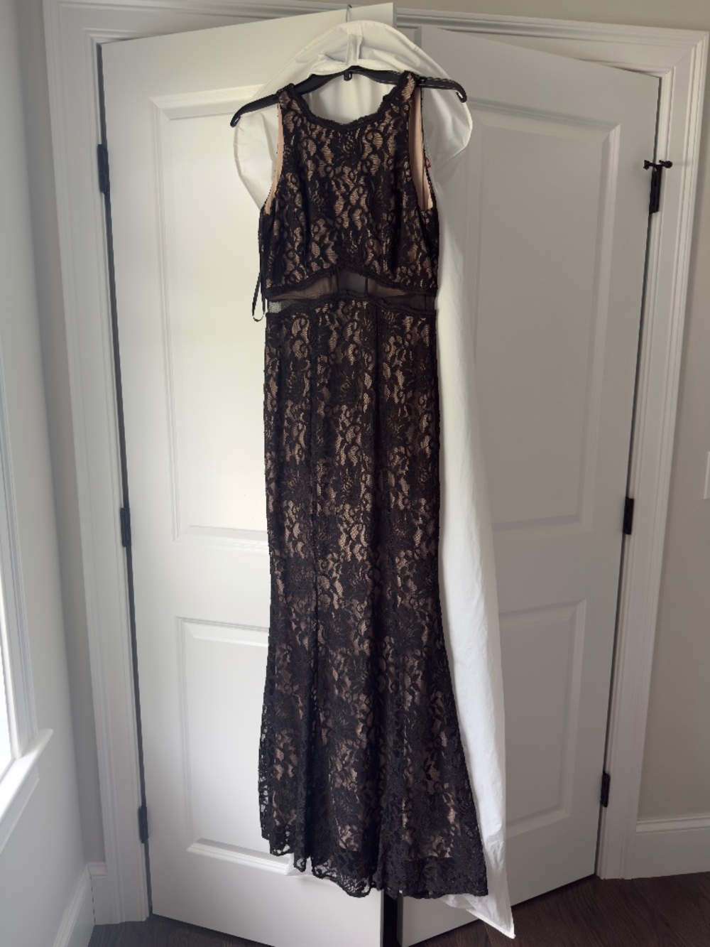 Formal Black Nude Lace Gown/Cocktail Dress
